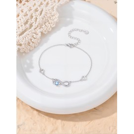 Dorunmo Infinity Heart Bracelet for Women 925 Sterling Silver Adjustable Infinity December Birthstone Bracelet Blue Topaz Friendship Jewelry Gifts for Women Birthday Christmas