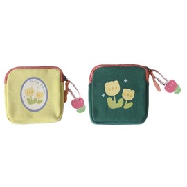 Leadigol Women Change Storage Bag Data Cable Storage Bag Sanitary Napkin Storage Bag Floral Printing Lipstick Cosmetic Bag