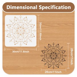 Dot Mandala Stencil Template 30 x 30cm Reusable Plastic Stencil for Painting on Wood Wall Floor Tile Fabric Glass DIY Home Decor