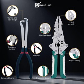 Connector Pliers & 9-in-1 Folding Wire Strippers – Electrical Connector Plier for Cars, Air Hose, Automotive Electrical, Lisle Electrical Disconnect Electrical Pliers Tool