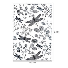 Dragonfly Flowers Leaves Background Frame Clear Stamps for Card Making Decoration DIY Scrapbooking,Floral Background Silicone Transparent Seal Clear Stamps for Embossing Album Decor Craft.