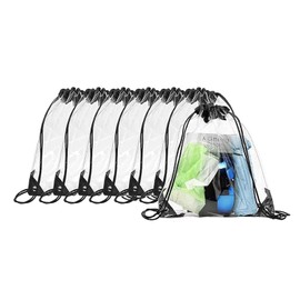 6 Pack Clear Drawstring Bag, Waterproof Stadium Drawstring Backpack, Clear Bag, Clear Backpack for Stadiums, Sporting Events, Concerts