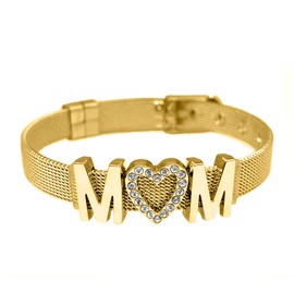 CLEPSIDRA® Pulsera Mamá para mujer de acero inoxidable. Brazalete ajustable uso diario. Regalos para mujer, mamá, novia o amiga. Joyeria para toda ocasion. Accesorios para mujer a la moda. Jewelry Gift