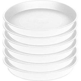 Bleuhome 6 Pack Plant Saucer 4 5 inch (4 inch Base), Heavy Sturdy Plant Drainage Tray for Indoors (5", Creamy White)