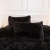 Andency Faux Fur Black Comforter Queen, 3 Pieces Fluffy Fuzzy