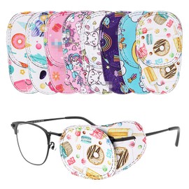 Telooco 8Pcs Eye Patches for Kids Reusable Cartoon Kids Eye Patch for Glasses Over The Lens Colorful Unicorn Fun Animals Eyepatch for Children Amblyopia Strabismus