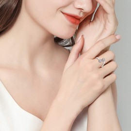 Sterling Silver Heart Cubic Zirconia Adjustable Ring Always Mother/Daughter/Sister Forever Friend Ring Supporting Jewelry Gifts for Mother Daughter Sister (Always Love You Grandma)