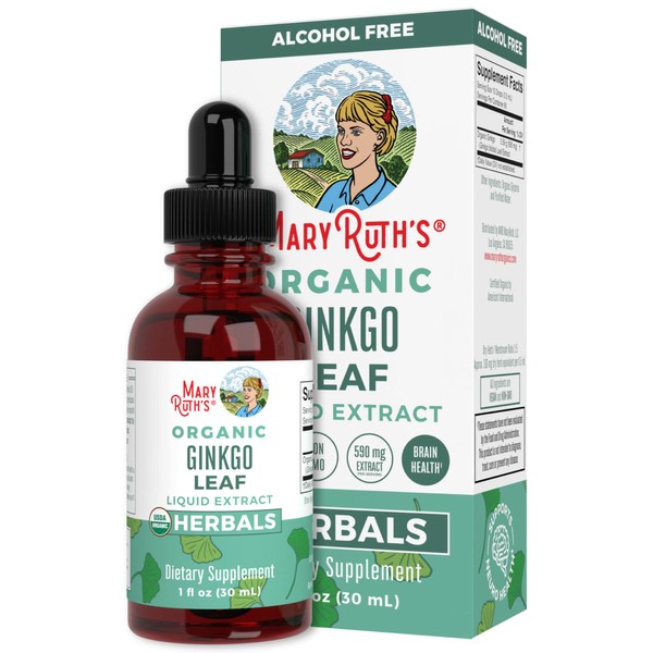 MaryRuth's Ginkgo Leaf Liquid Drops | Herbal Supplement | Nootropic | Neuroprotective | Circulatory System & Nervous System Health | USDA Organic | Non-GMO | Vegan | 60 Servings