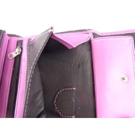 Women's Genuine Leather Purse in Many Colours, Women's Purse 12.5 x 10 x 3 cm, pink black, Modern