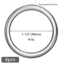 LEBATSION - 6 hebillas de metal para juntas tóricas soldadas sin costuras para manualidades, hebillas de bolsas, bolsas, correas de perro, accesorios de equipaje para bolso (plata, 1-1/2 pulgadas)