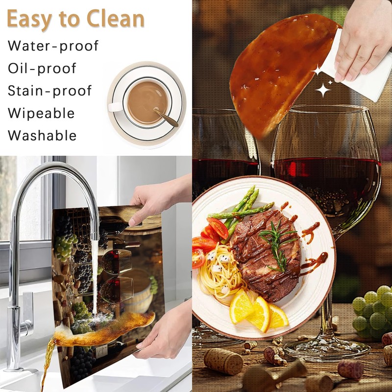 Red Wine Placemats Set of 6,Grape Wood Placemats Washable Kitchen