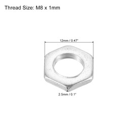 PATIKIL M8 x 1.0 Steel Hex Nuts, 30 Pack Metric Thread Zinc Plated Finished Hardware Nuts Screw Bolt Fasteners 2.5mm Height