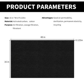 99JGDAX Carbon Fabric Filter Replacement Cut To Fit Charcoal Hepa AC Vent Filter Activated Carbon Air Filter Fabric Sheet Carbon Pad 16 x 48 inch