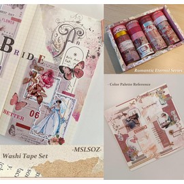 MSLSOZ Washi Tape Set - 24 Vintage Decorative Tapes with Unique Patterns, 5 Sizes (1 Gold & 1 Silver Foil) - Ideal for Scrapbooking, Journaling, DIY & Gifts