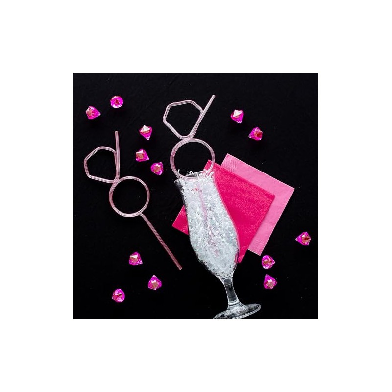Pink Diamond Ring Silly Straws Bulk 48 Pc
