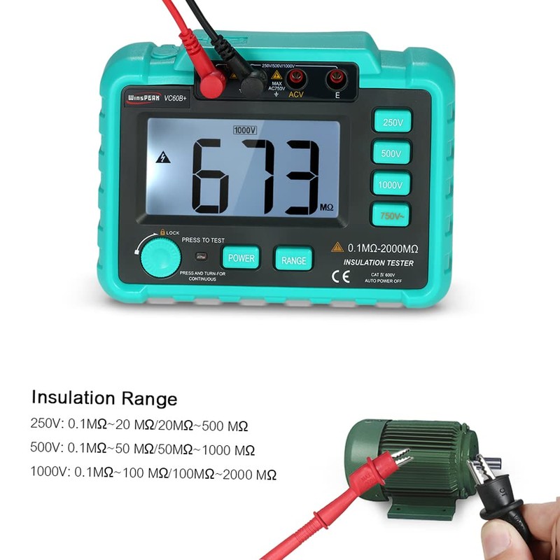 VC60B+ LCD Digital Insulation Resistance Tester Megohm Meter Megohmmeter DC250V/500V/1000V