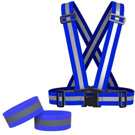 Augsion Safety Vest, Leg Band, Set, Reflective Vest, High Elasticity Belt, High Visibility, Safety Band, Fluorescent Belt, Traffic Security, Jogging, Bicycle, Bike, Night Work Clothes, Guidance,