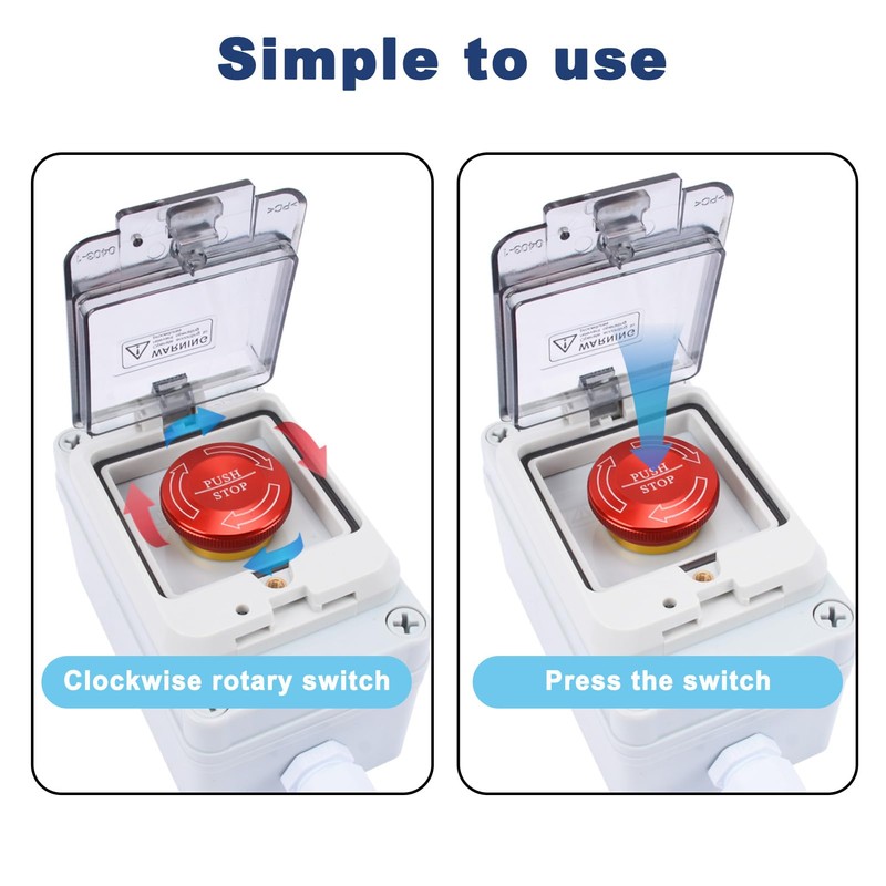 Emergency Stop Button with Box,10A 440V Emergency Shut Off Switch,