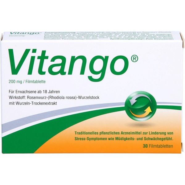 Dr. Willmar Schwabe Vitango Filmtabletten zur Linderung von Stress-Symptomen wie Müdigkeits- und Schwächegefühl, 30 St. Tabletten