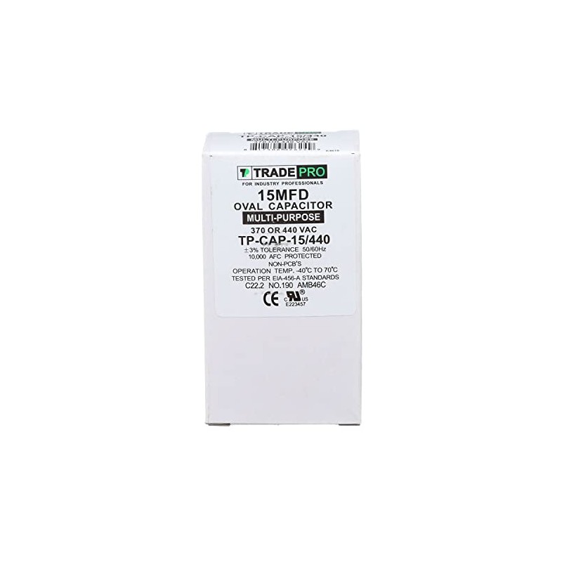 TRADEPRO (TP-CAP-15/440) 15 MFD (Microfarads) 440 Volt Oval Single Run
