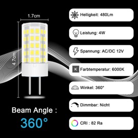TRIJZHOU LED GY6.35 4 W Lamp Equivalent 40 W 50 W Halogen Lamp AC DC 12 V Bi-Pin Socket Mini Bulbs Cool White 6000 K Pack of 5 [Multi-Way]
