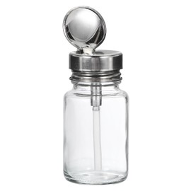 PATIKIL 100ML Alcohol Dispenser Bottle, 2 Pcs Round Stainless Steel Flip Cover Pump Dispenser Bottle with Plastic Pipe for Nail Polish Makeup Remover