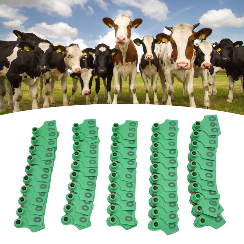 100Pcs TPU Pig Cow Ear Tag with Number 001‑100 Ear