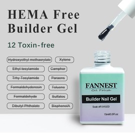 FANNEST No HEMA Clear Builder Gel 2Pcs Set,5-in-1 Hema Free Builder Gel for Nails Kit,Building Enhancer, Extended Length,Shaped Nails, Bottled gel,15ml.