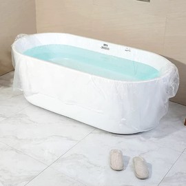Healcity 10 Pack Disposable Bathtub Cover Liner, Large Bathtub Liner Plastic Bag for Salon, Household and Hotel Bath Tubs (90 x47 Inch)