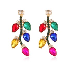 Christmas Bulbs Earrings for Women Holiday Colorful Light Bulb Earrings Xmas Rhinestone Drop Dangle Earrings Christmas Festival Jewelry Gift