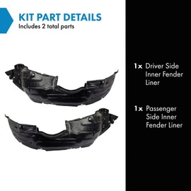 TRQ Inner Fender Liner Set Compatible with 2001-2005 Toyota RAV4 TO1248113 TO1249113