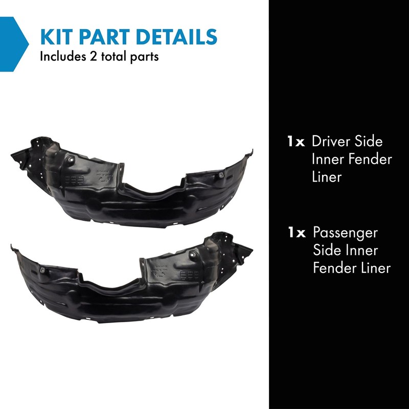 TRQ Inner Fender Liner Set Compatible with 2001-2005 Toyota RAV4