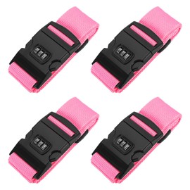 PATIKIL Luggage Straps, 4 Pack Suitcase Straps Adjustable Luggage Belts Strap with Combination Lock for Luggage Suitcases Travel, Pink