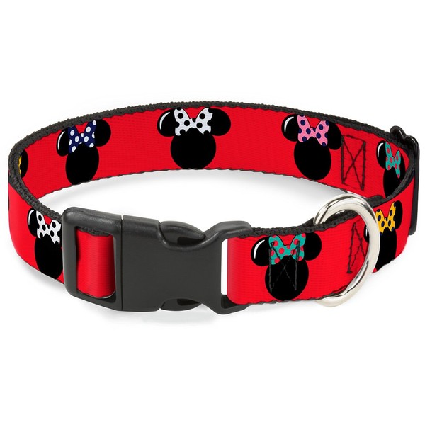Buckle-Down Dog Collar Plastic Clip Minnie Mouse Silhouette Red Black