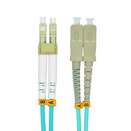 Jeirdus 1Meter 3ft LC to SC Duplex 50/125 10G OM3 Multi-Mode Fiber Optic Cable Jumper Optical Patch Cord LC-SC