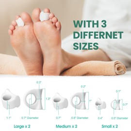 Welnove Toe Separator for Overlapping Toes - Toe Spacers for Bunions - Toe Corrector for Hammer Toes, Realign Crooked Toes - Preventing Rubbing Relieve Pressure, FSA or HSA Eligible (3 Size, 6 Pack)