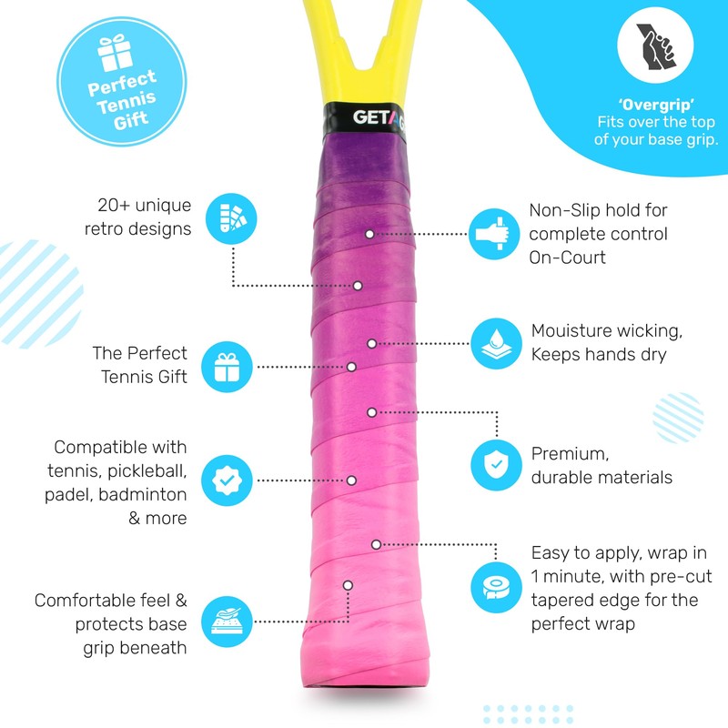 Get A Grip Tennis Overgrips, Anti-Slip Racket Grip Tape (CAS,