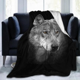 SSTREE Wolf Fleece Throw Blanket for Bed Wolf Lightweight Soft Plush Flannel Throw Blanket for Travel Nap Blankets (Wolf-B, 40"x50")