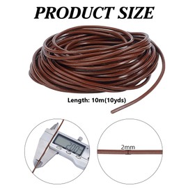 PH PandaHall 11 Yards 2mm Leather Cord Leather Strips Cowhide Brown Cord for Bracelet Necklace Jewellery Making Beading Knotting Shoe Lace DIY Crafts