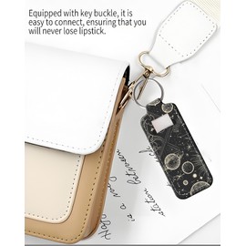 KLLRO RUO Chapstick Holder Keychain Fashion Lipstick Sleeve Lip Balm Portable Pocket Lip Gloss Tube Holder Clip-on Makeup Travel Accessories - Black Universe