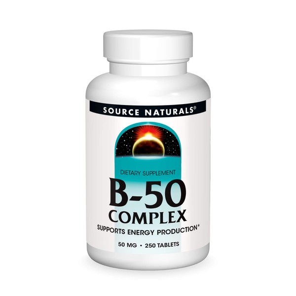 Source Naturals B-50 Complex 50 mg B-Vitamins For Energy Production Support - 250 Tablets