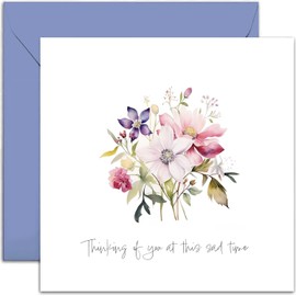Old English Co. Sympathy Card for Friends and Family - Floral Watercolour Botanical Condolences Greeting Card - 'Thinking of You At This Sad Time' Sorry card for Him Her | Blank Inside Envelope