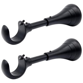 Heavy Duty Curtain Rod Brackets for Wall, 6 inch Curtain Rod Brackets, Extra Long Holder for Heavy Curtains, for 3/4 to 1 inch Rods, 2 pcs Extended Wall Mount Holders, Set of Two, Black