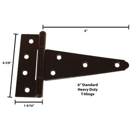 Shed Windows and More Shed Door Hardware Kit, 6" Shed Hinge, T Handle, Heavy Duty Barrel Bolts (Double Door)