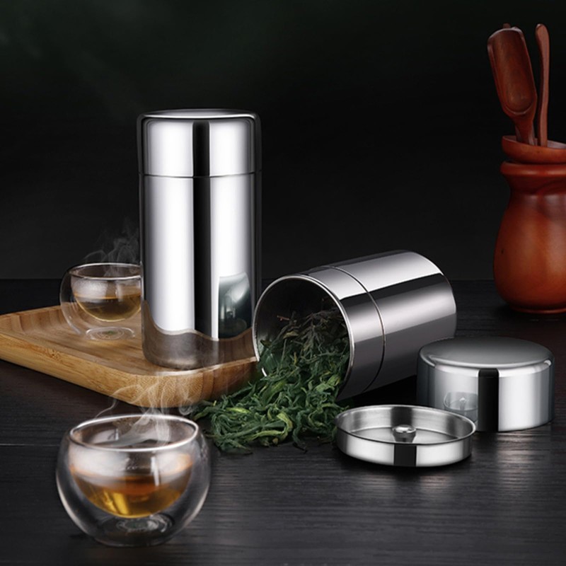 AUNMAS Tea Tin Canister, Stainless Steel Coffee Sugar Storage Container