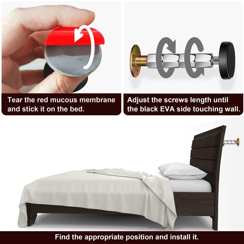 Krisler Adjustable Threaded Bed Frame Anti-Shake Tool for Bed, Headboard
