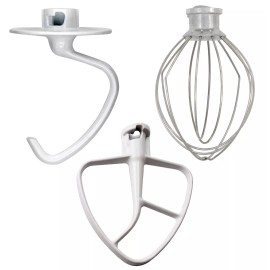 Aftermarket KitchenAid KSM150WPCU0 Mixer Dough Hook Flat Beater Wire Whip Set