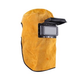 Leather Welding Surface, Welding Helmet, Prevents Burns, Welding Surface, Protective Helmet, Heat Resistant, Breathable, Flip-Up, Light Shielding Goggles, Welding Helmet, Automatic Light Blocking, For