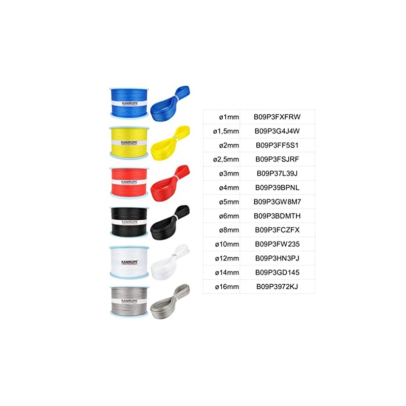 Kanirope® Dyneema Rope PRO 6 mm 5 m Black 12-Way
