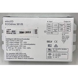 EldoLed ECOdrive 361/B 200MA LIN 10.0MIN, ECOdrive, 30W, 0-10V, 1 control channel, constant current, 1x 55V output, bottom feed, metal square 200MA LIN 10.0MIN, 227V4F